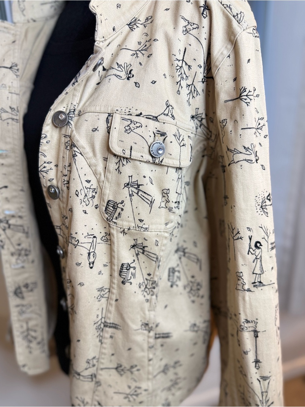 Christopher&Banks vintage Autumn Dog walk print lightweight denim stretch jacket - Picture 4 of 17